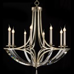 AJC-8832 41"H X 39"D Eight light bent crystal and steel chandelier.